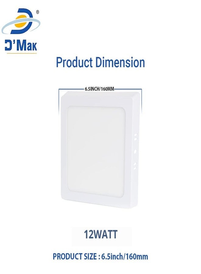 D'Mak Aluminium 12 Watts Square Led Surface Panel Light Cool White, Pack of 1 - Image 5